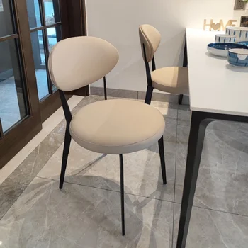  Италиански стил минималистичен стол за хранене домакински облегалка стол Модерен прост железен ресторант нетно червен стол