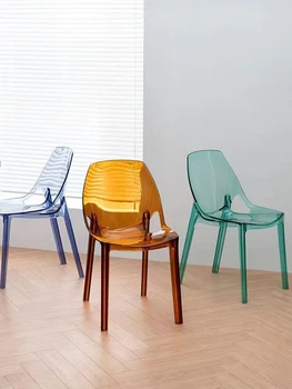 Nordic Прозрачни акрилни столове Модерни кристални столове за хранене Дизайнерски мебели за дома Облегалки столове Грим столове