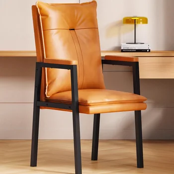 Nordic кожа трапезен стол луксозен мек комфорт чакащ стол за хранене грим салон за красота шезлонг кухня хол