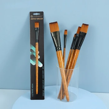 Wood Grain Professional Nylon Paint Brush Oil Watercolor Calligraphy Brush For Gouache Acrylic Paintbrush Art Painting Supplies