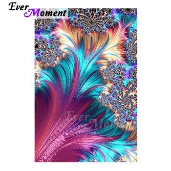 Ever Moment Diamond Painting Full Square Green Purple Feather 5D DIY Picture Of Rhinestone Hobby Art Diamond Embroidery ASF1826