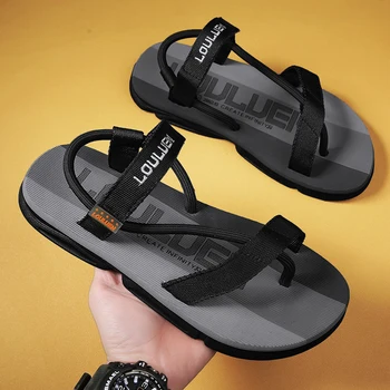 Летни чехли Дизайнерски мъжки джапанки Плажни сандали Неплъзгащи се ежедневни плоски обувки Домашни обувки за мъже Външни пързалки