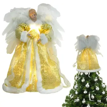 Светеща ангелска елха Топър Коледна украса LED златно дърво Topper Празнична новогодишна партия Декоративни консумативи за домашно парти