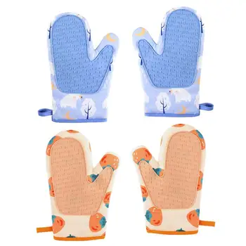1Pcs Mitten микровълнова фурна топлоизолирани ръкавици Неплъзгащи се ръкавици за печене Силиконови ръкавици за фурна Кухненско барбекю Аксесоари за ръкавици за фурна