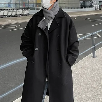 Нова зима мъжки палто мода корейски палто мъже твърди бизнес яке случайни хлабав дълго палто мъже палто външно облекло