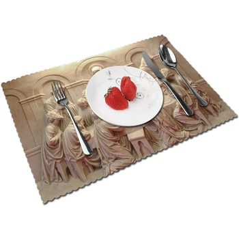 Господ Исус и 12 апостоли Тайната вечеря скулптура стил религиозен placemat