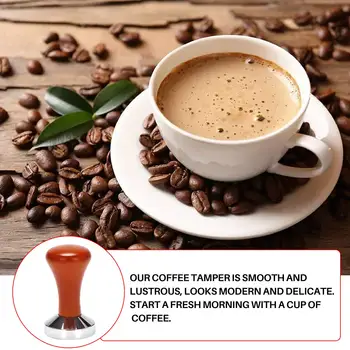 Кафе тампер дървена дръжка бариста еспресо машина мелница 51mm за кафе и еспресо прах чук кафе цвят