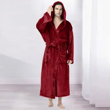 Универсална плюшена роба мека плюшена качулка халат за баня Уютна стилна нощница за есен зима