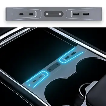 27W Бързо зарядно устройство за кола USB шунт хъб за Tesla Модел 3 Y 2021 2022 2023 докинг станция център конзола разширение аксесоар