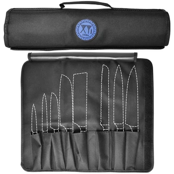 XYj 1 парче ролка чанта за готвач кухня съхранение ножове чанта платно черно 8 слота преносим нож организатор чанта сгъваема