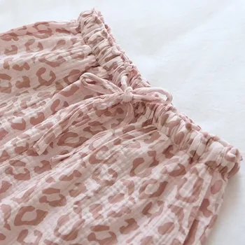 Пижами Дамски прости и пролетни свободни панталони за печат Начало Памук Леопард Дамски за пижама Мода Лято
