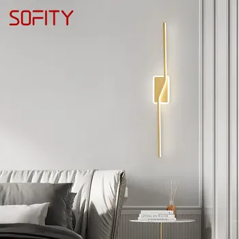 SOFITY Съвременна златна месингова стенна лампа LED 3 цвята творчески дизайн до светлина за легло хол декор