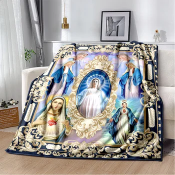 Soft Virgin Mary Flannel Blanket - Перфектен за пътуване, диван, легло и домашен декор Идеален подарък за рожден ден или празник за момчета момичета