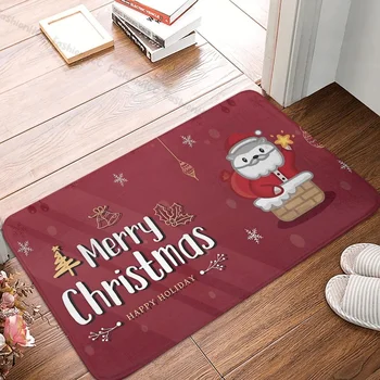 Весела Коледа Кухня без хлъзгане килим Весели празници Поздравителни картички с други Фланела Мат Добре дошли изтривалка Начало декор килим