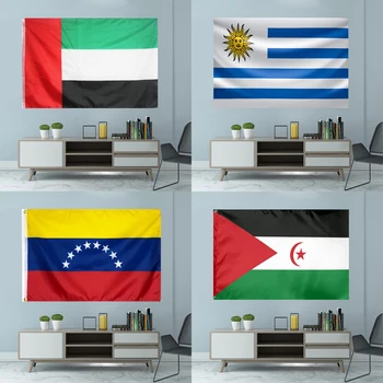 Национален флаг Обединени арабски емирства Уругвай Венецуела Западна Сахара Графичен персонализиран печатен полиестерен вал Cover Grommets Banner