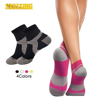 1 чифт компресионни чорапи за жени и мъже Циркулация 15-20 mmHg е най-подходяща за атлетично бягане, колоездене, медицинска сестра, ежедневно носене