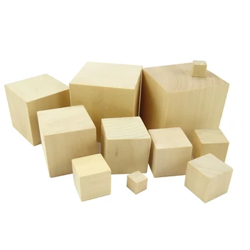 8mm - 60mm дървени кубчета недовършени квадратни дървени брезови блокове, за боядисване и декориране, пъзели, занаяти и DIY проекти