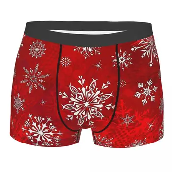 Red Gradient Snowflakes Happy Merry Christmas Underpants Homme Panties Мъжко бельо Секси шорти Боксерки