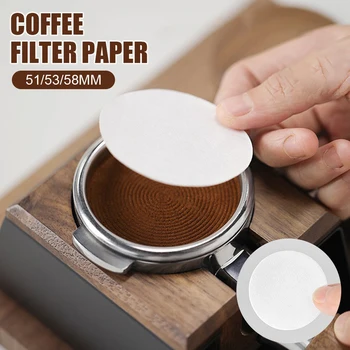 100pcs кафе филтърна хартия 51/53/58mm дръжка прах купа филтър еспресо машина неизбелени шайба Portafilter хартия за кухня