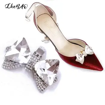 1Pcs лъскав кристал Bowknot обувки декоративни клипове сватбени обувки висок ток булката декорация жени подвижни DIY обувки клип