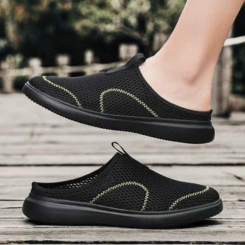 Мода Мъжки чехли Меки вътрешни домашни пързалки Мъжки нехлъзгащи се летни плажни сандали на открито Джапанки Мъжки обувки Голям размер