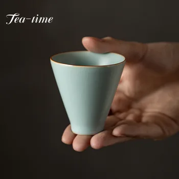 65ml Китайски Azure Ru пещ керамични чаена чаша имитация песен династия майстор купа отворен snifter чаша Chazhan кунг-фу чай подарък