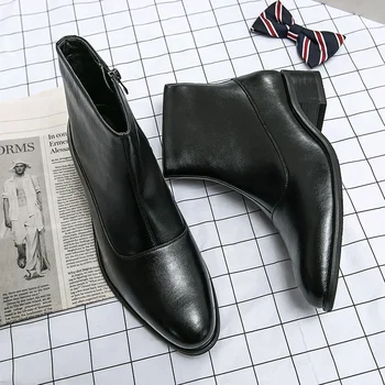 Горещи продажба на мъжки ботуши от естествена кожа зимни британски стил бизнес къси ботуши мъжки официални ботуши високи топ ежедневни обувки