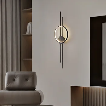 златен черен месинг LED стенни светлини салон трапезария спалня атмосфера минималистична лампа sconce 3 променливо затъмняване арт деко