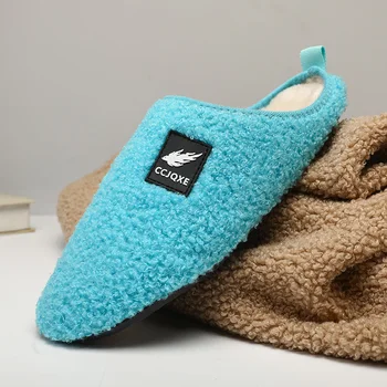 Модни мъжки памучни чехли висококачествени зимни плюшени закрити домашни обувки висококачествени дамски ежедневни обувки топъл чехъл за двойки