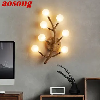 AOSONG Скандинавски стенни светлини LED модерна творческа смола луксозна лампа за домашна всекидневна спалня нощно легло декор