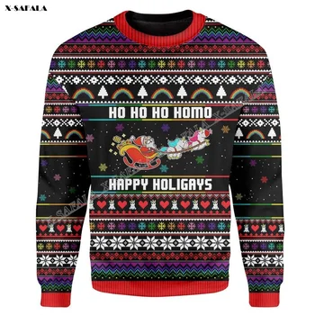 Holiday Дядо Коледа американски САЩ игра 3D отпечатани грозен пуловер Коледа подарък мъже женски зимни трикотажни памук Коледа топло