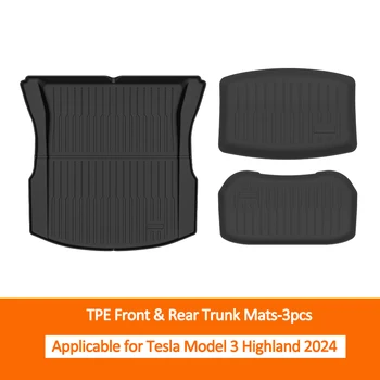 За Tesla Нов Модел 3+ Highland 2024 Подложки за крака Модел на пиано Модел 3 Предни задни TPE стелки за багажник 2024 Авто аксесоари