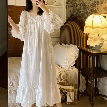 2022 Летни дамски сладки нощници памук v-образно деколте тънък седемточков ръкав нощна рокля Vestidos Дамско спално облекло Макси спално облекло
