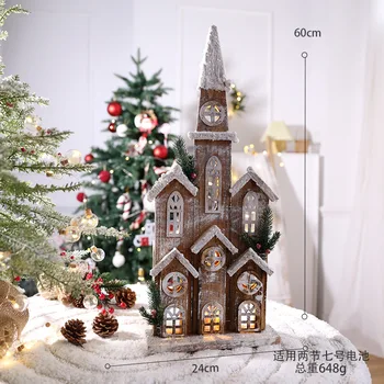 Коледа Дървен светлинен сняг Малка къща Ваканционен дом Магазин Атмосфера Сценични декорации Коледно дърво Декорация Орнаменти