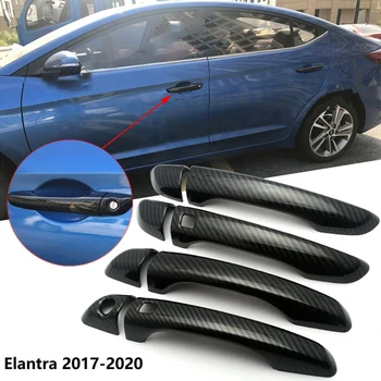за Hyundai Elantra 2017-2020 Стикер за капак на дръжката на вратата от въглеродни влакна (2 бутона)