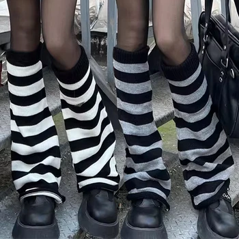 Готически подгряващи крака Harajuku секси крак топло раирани плетени чорапи жени Лолита крак покритие мърляч чорапи обувка маншет обувка ръкави