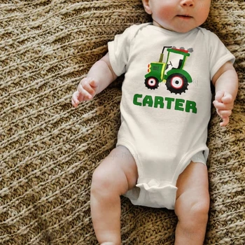 Реколта трактор дизайн строител багер шофьор стажант новородено бебе Onesie комплект тракторист в обучение бебе боди ферма бебе