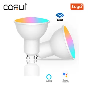 CORUI Tuya WIFI GU10 GU5.3 Spotlight Интелигентна крушка 6W RGB + CW лампа крушка App Дистанционно управление Работа с Alexa Google Home