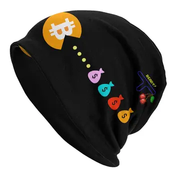 Bitcoin яде долар Bonnet Femme хип-хоп плетена шапка за мъже жени топла зима cryptocurrency портфейл Beanies капачки
