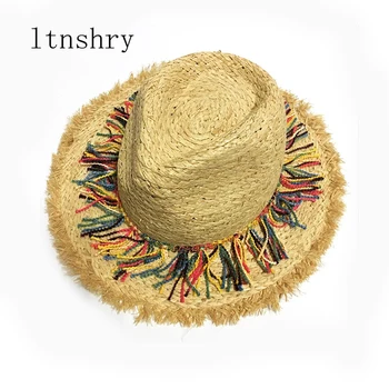 Ново лято жени за предотвратяване извън слънцето шапка пръстен сламена шапка момиче ретро плаж Панама шапка Chapeu Feminino мека шапка джаз празник