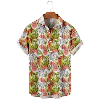 Хавайска риза за мъже извънгабаритни летни модни дрехи тениска за мъже къс ръкав Y2k реколта плаж Harajuku 5