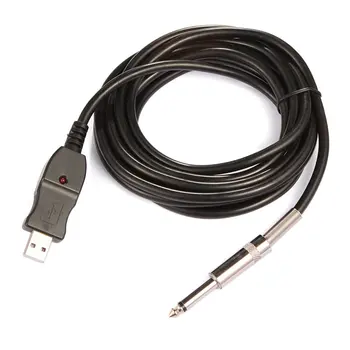 Guitar to PC USB записващ кабел Водещ адаптер конвертор Интерфейс за свързване 6.5mm