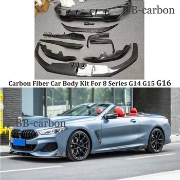 За BMW Серия 8 G14 G15 G16 840i 850i Въглеродни влакна Преден сплитер Grill Air Vent Задна броня Дифузьор Странични прагове Car Body Kit