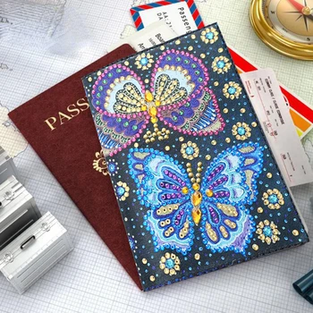 Реколта диаманти паспорт покритие пътуване паспорт притежателя на кредитна карта портфейл Pu кожа руски лична банка карта паспорт случай