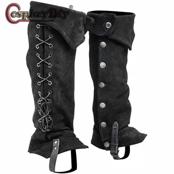 Cosplaydiy Viking Warrior Suede Shoes Cover Leg Guard Steampunk Средновековни готически ботуши Cover Armor Knight Bandage Costume Larp