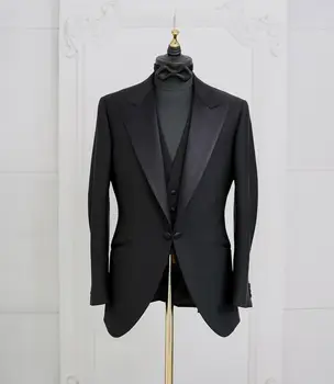 Tuxedo модерен блейзър жилетка 2 броя мъже костюми един бутон връх ревера работно облекло официален абитуриентски сватбен младоженец парти съобразени PlusSize