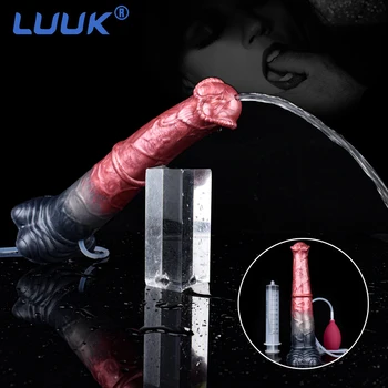 LUUK Фентъзи еякулация вибратор за жени мек силиконов животински кон анален щепсел воден спрей мастурбация секс играчки магазин