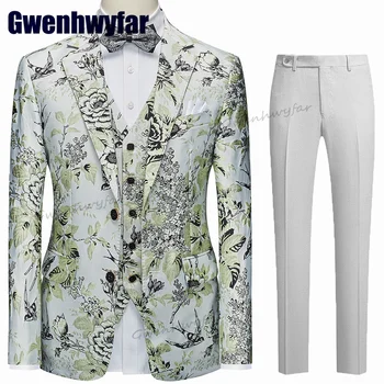 Gwenhwyfar 2023 Висококачествен мъжки костюм Slim Fit Сватбени вечерни рокли Абитуриентски костюм 3 бр. Мъжко облекло Едноредни костюми