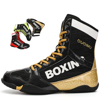 Нови професионални боксови обувки за мъже Висококачествени дишащи обувки за борба Размер леки боксови спортни обувки за мъже
