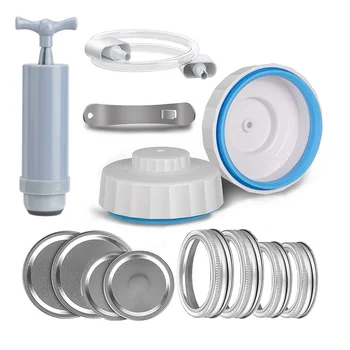 Jar вакуумен Sealer, вакуумни уплътнителни комплекти за буркани с обикновена уста и широка уста, уплътнител за консервиране с вакуумна помпа